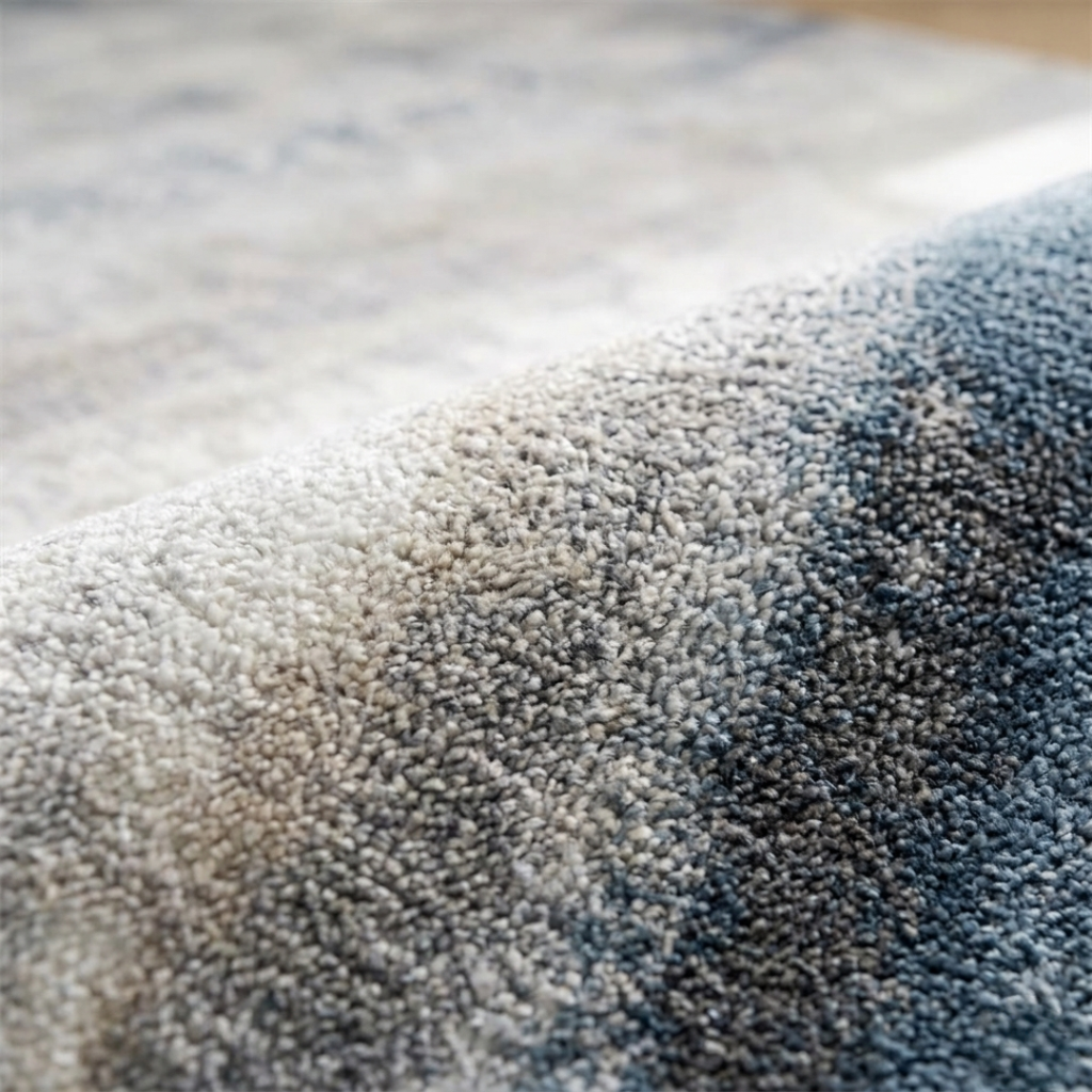 Close-up of a textured blue and gray fabric surface