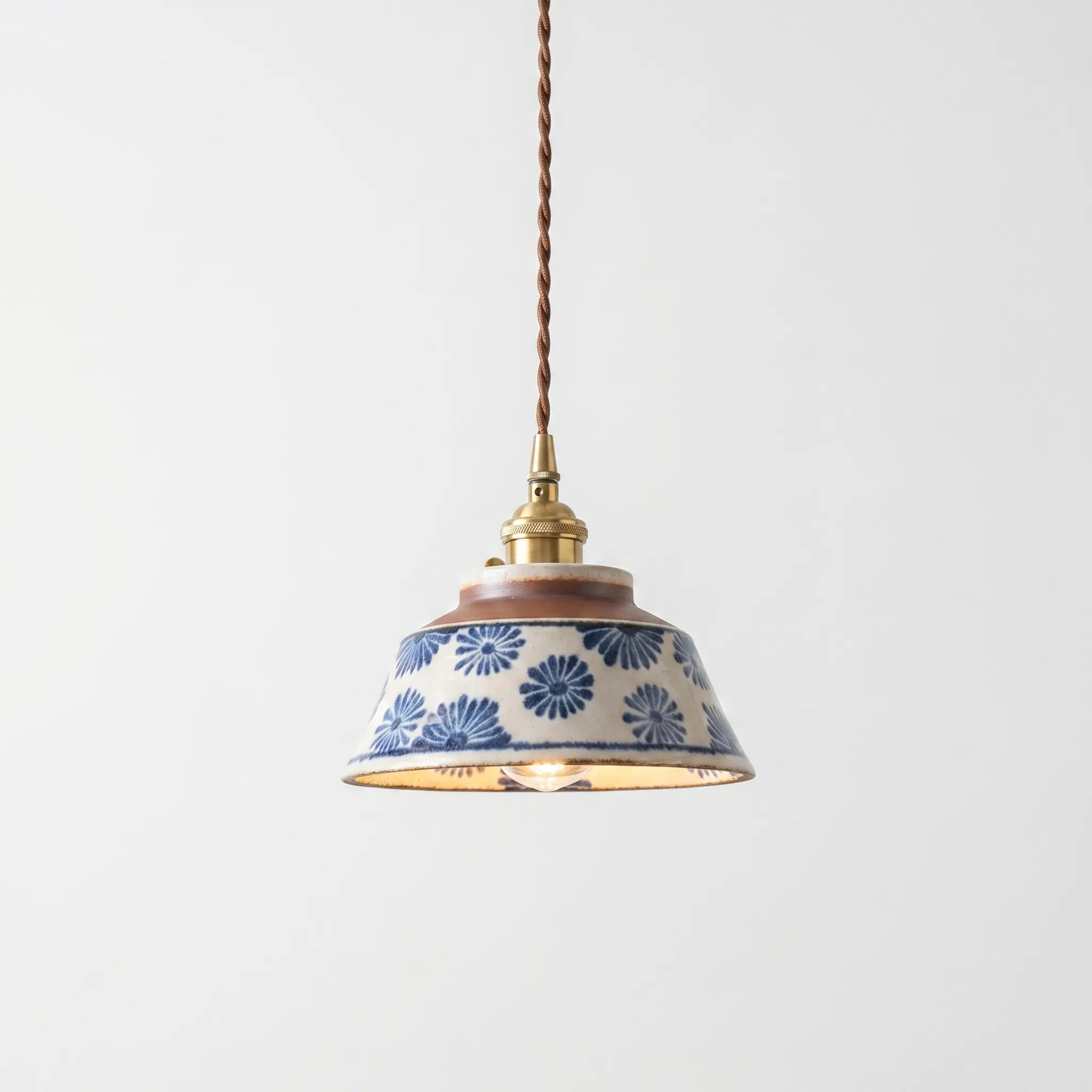  Painted Botanical Ceramic Pendant Light