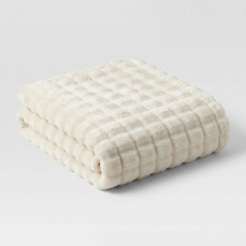 Ribbed Faux Fur Throw Blanket – 160x200cm