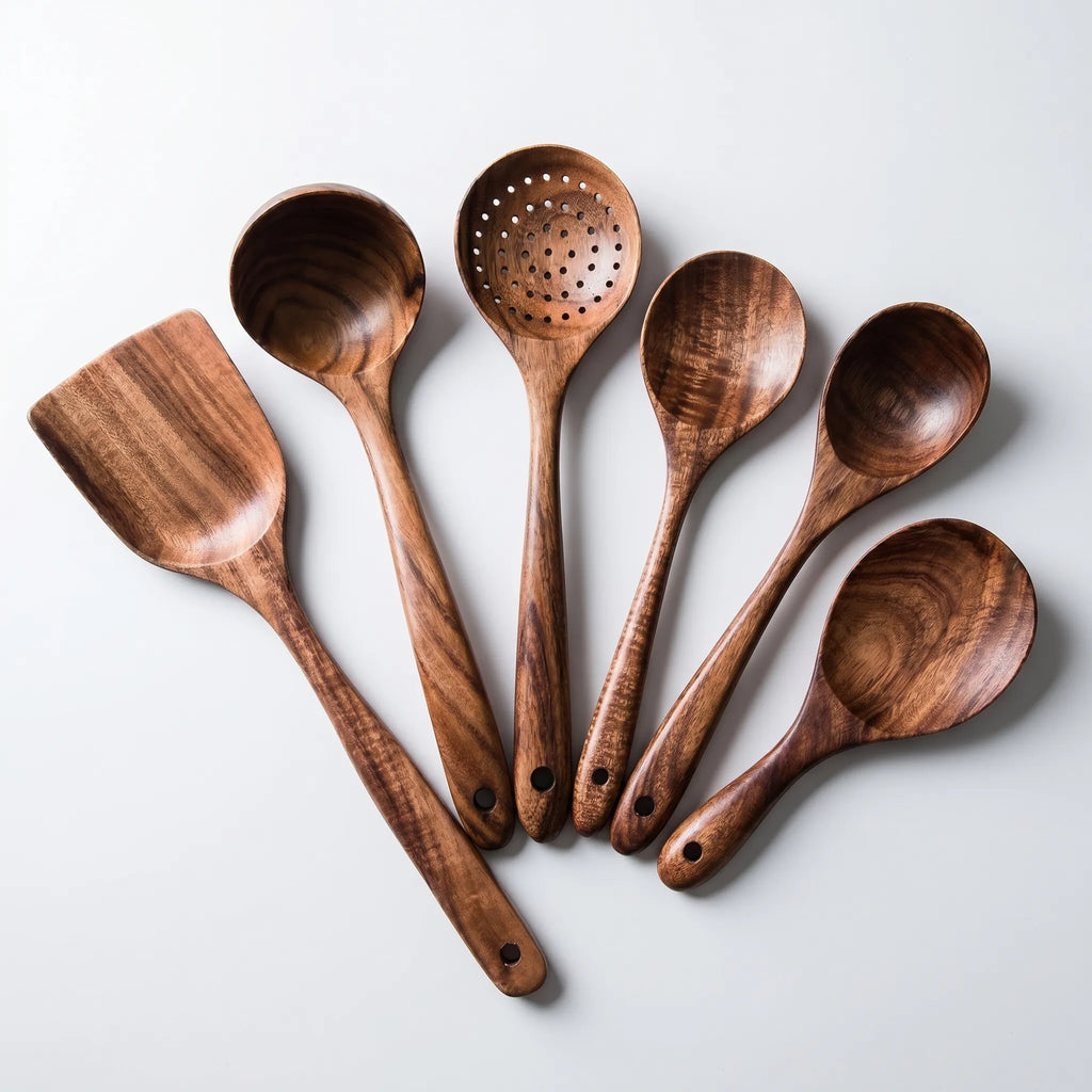Wood Kitchen Utensil Set – 8-Piece Wooden Cooking Spoon Set