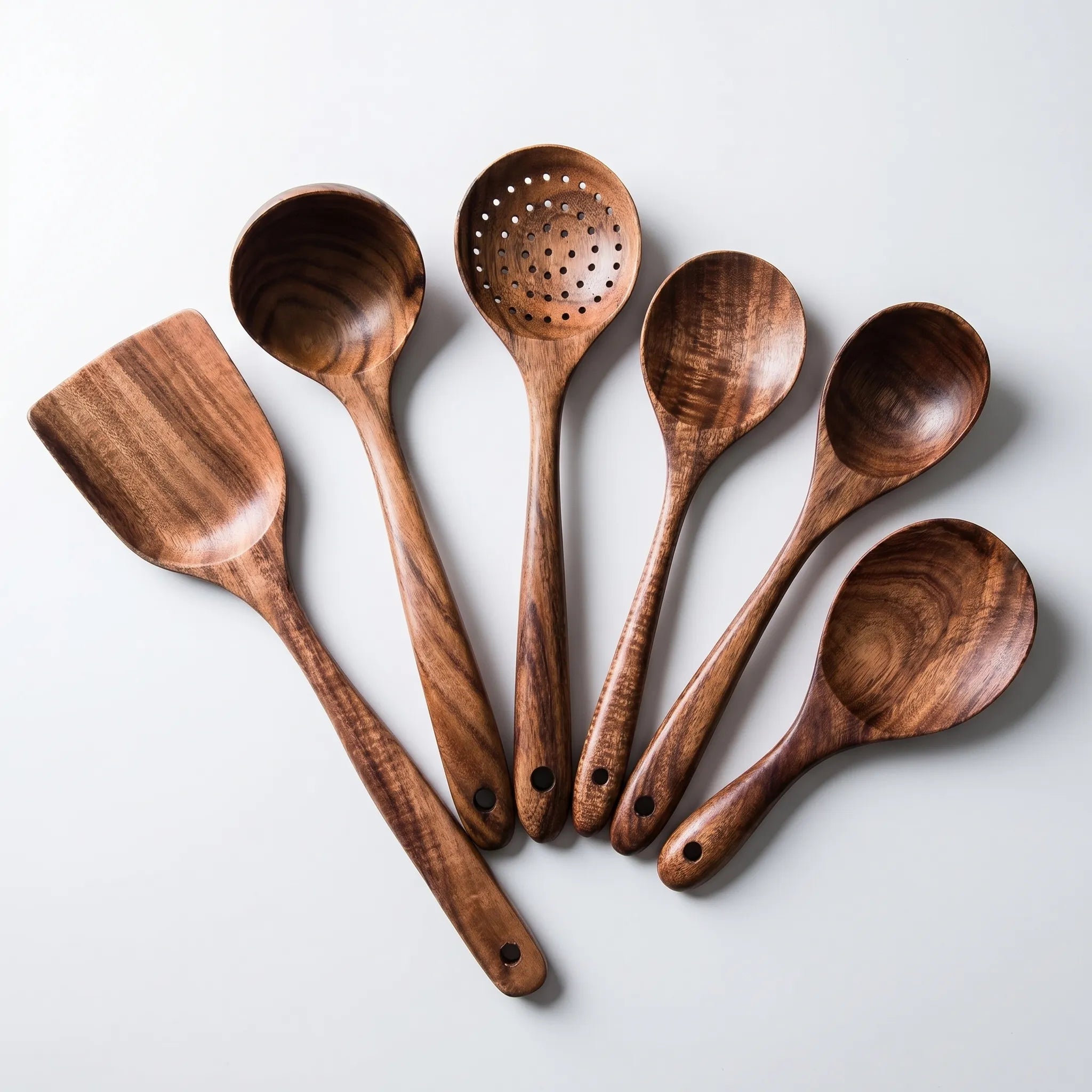 Wood Kitchen Utensil Set – 8-Piece Wooden Cooking Spoon Set