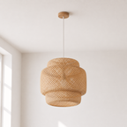 Handwoven Bamboo Pendant Light – Natural Rattan Ceiling Lamp, Boho Chandelier Foryuni