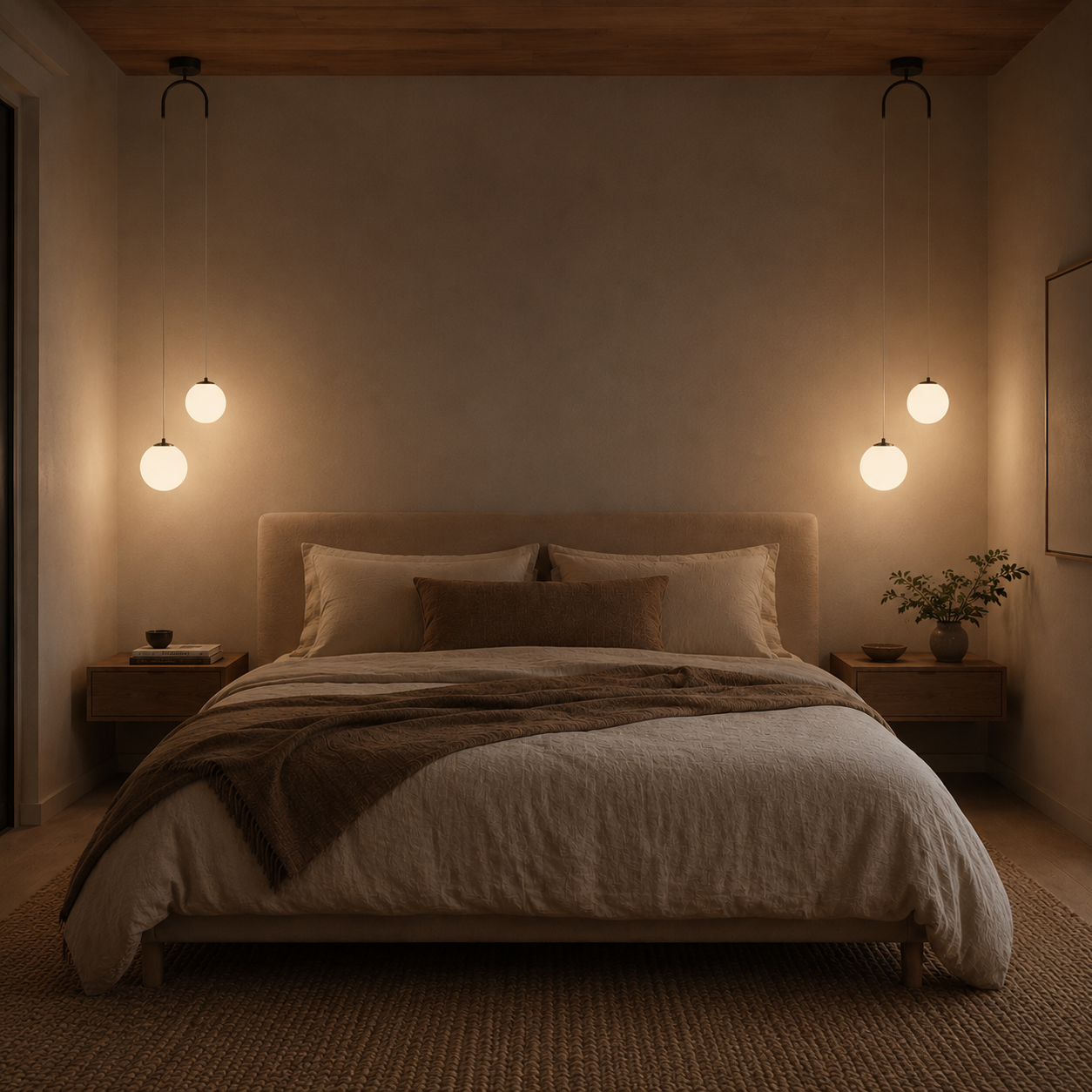 Double Globe Pendant Light – Modern Frosted Glass Ceiling Lamp with Arch Mount Foryuni