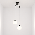 Double Globe Pendant Light – Modern Frosted Glass Ceiling Lamp with Arch Mount Foryuni