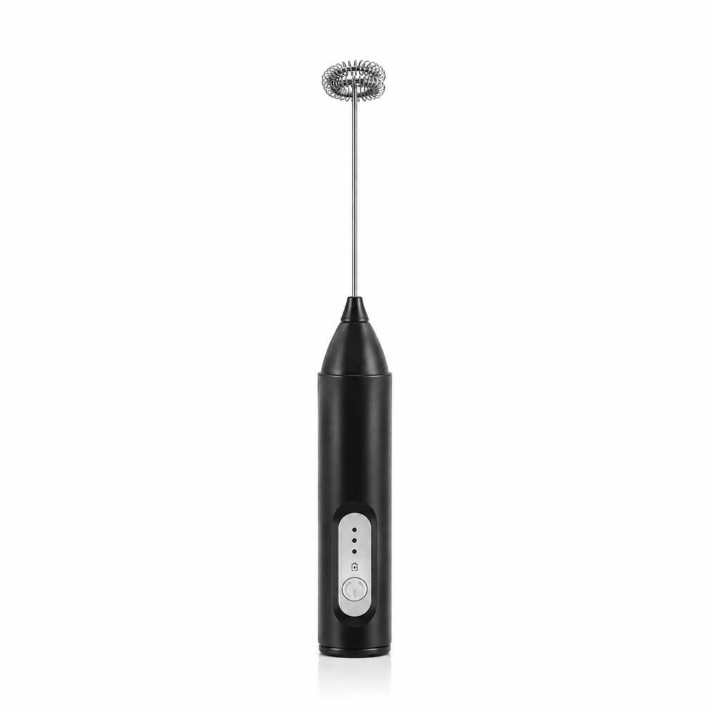 Handheld Frother – Sleek Black Electric Whisk Foryuni