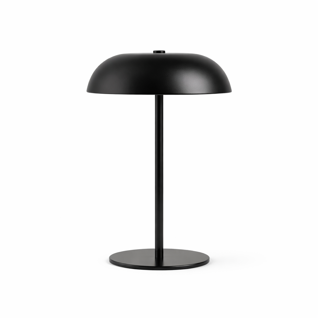 Black table lamp on a white background