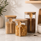 3-Piece Transparent Pantry Storage Set with Spoons Foryuni