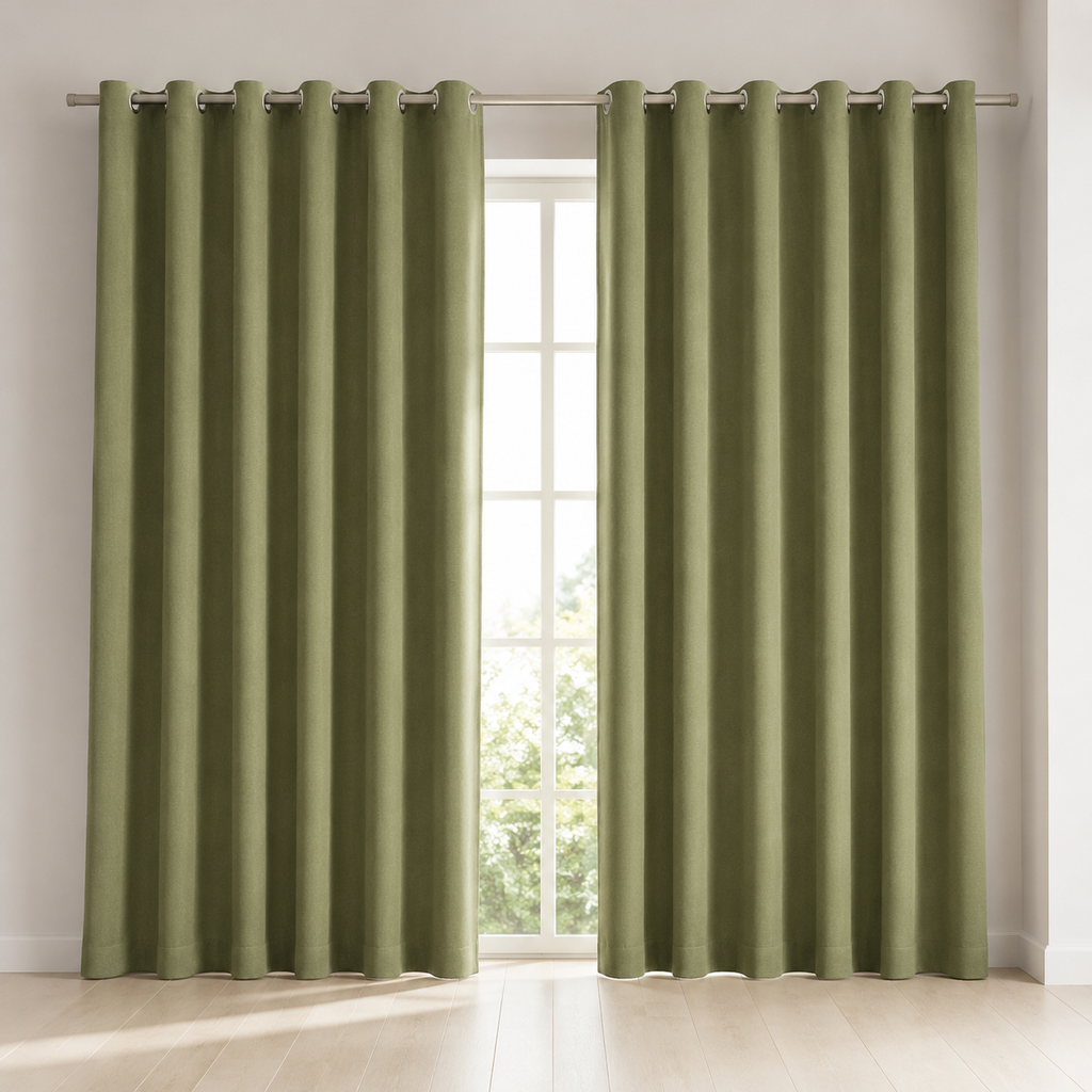 American Vintage Herringbone Chenille Blackout Curtain – Heavyweight Textured Curtain, Grommet or Rod Pocket Foryuni