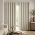 American Vintage Herringbone Chenille Blackout Curtain – Heavyweight Textured Curtain, Grommet or Rod Pocket Foryuni