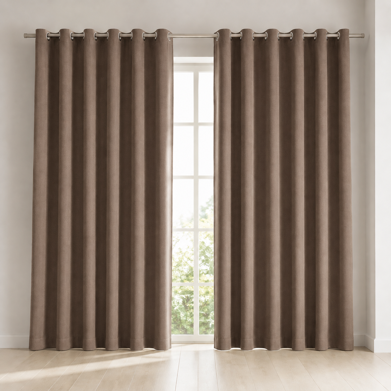 American Vintage Herringbone Chenille Blackout Curtain – Heavyweight Textured Curtain, Grommet or Rod Pocket Foryuni