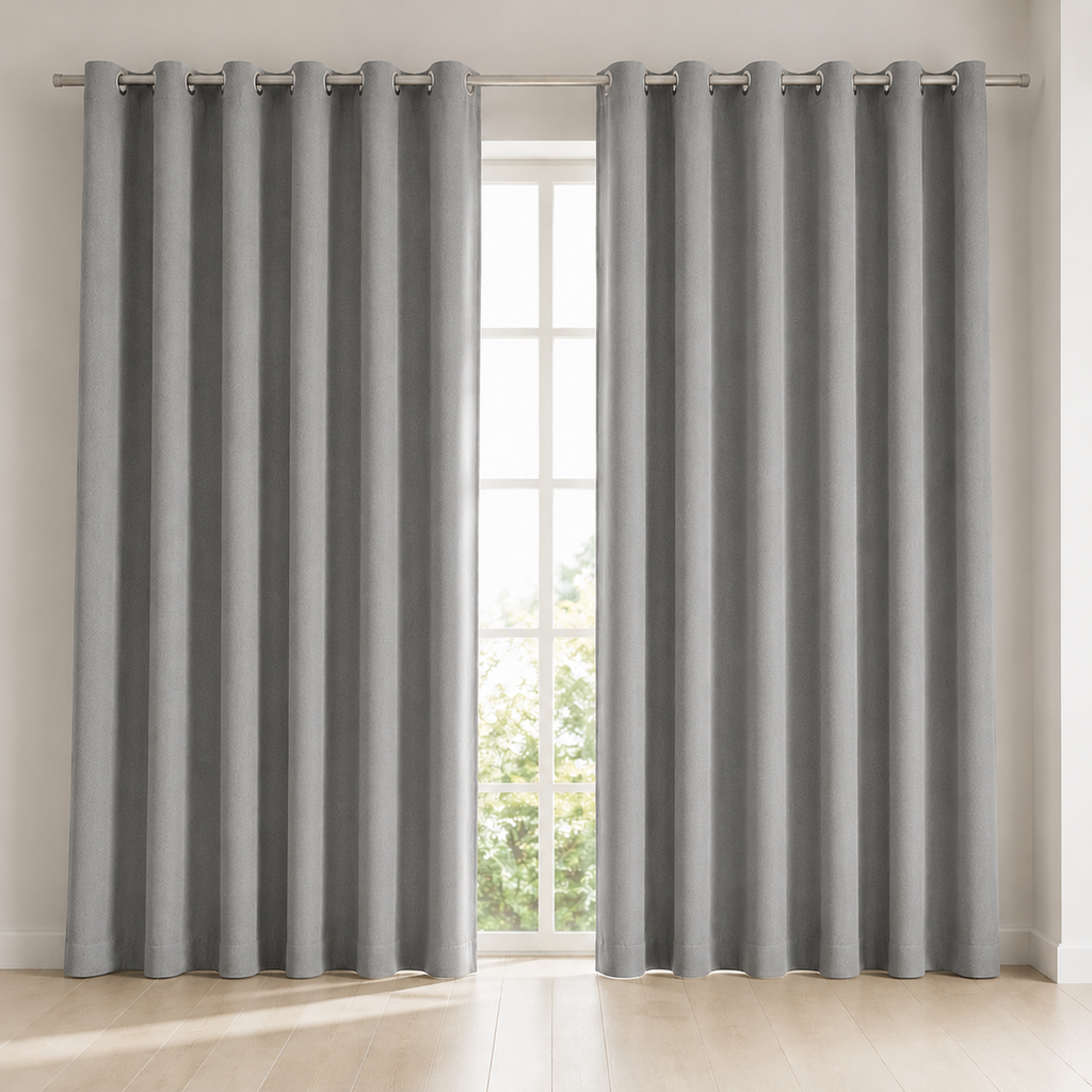American Vintage Herringbone Chenille Blackout Curtain – Heavyweight Textured Curtain, Grommet or Rod Pocket Foryuni