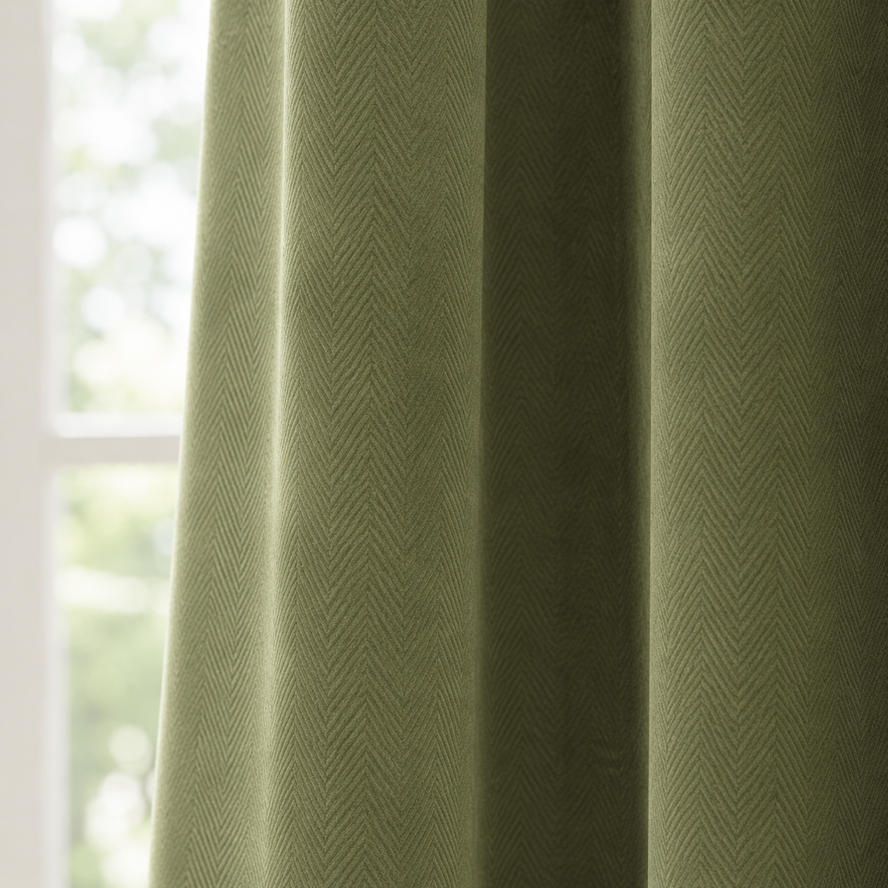 American Vintage Herringbone Chenille Blackout Curtain – Heavyweight Textured Curtain, Grommet or Rod Pocket Foryuni