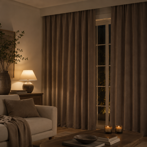 American Vintage Herringbone Chenille Blackout Curtain – Heavyweight Textured Curtain, Grommet or Rod Pocket Foryuni