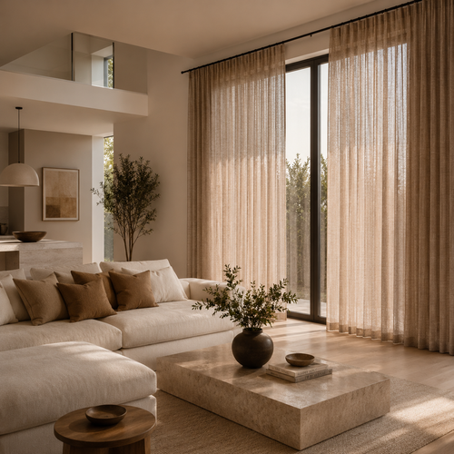 Beige Sheer Curtain Panel – Lightweight Voile Window Curtain, Grommet or Rod Pocket, Multiple Sizes Foryuni