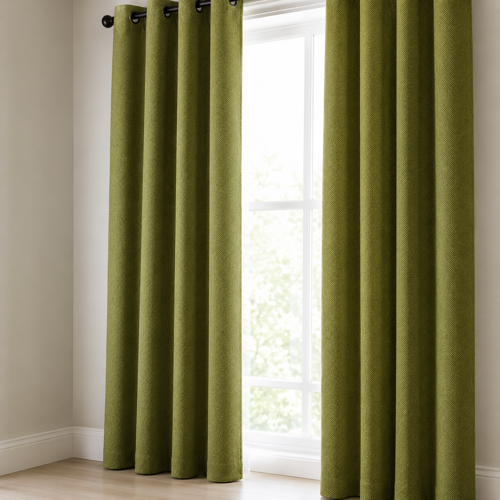 Herringbone Blackout Curtain Panel  in a nice green simple color. 