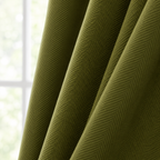 Herringbone Blackout Curtain Panel in a nice olive green color.