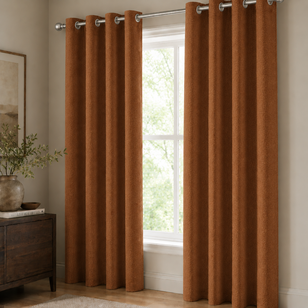 Herringbone Blackout Curtain Panel – Heavyweight Textured Curtain, Grommet or Rod Pocket Foryuni