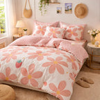 Flower Print Duvet Cover Set – Soft Brushed Microfiber Bedding (4 Piece Set) Foryuni