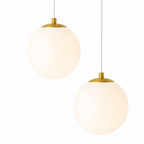 Double Globe Pendant Light – Modern Frosted Glass Ceiling Lamp with Arch Mount Foryuni