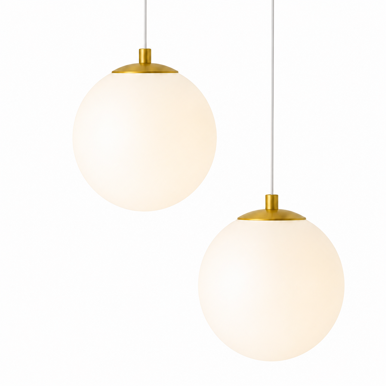 Double Globe Pendant Light – Modern Frosted Glass Ceiling Lamp with Arch Mount Foryuni
