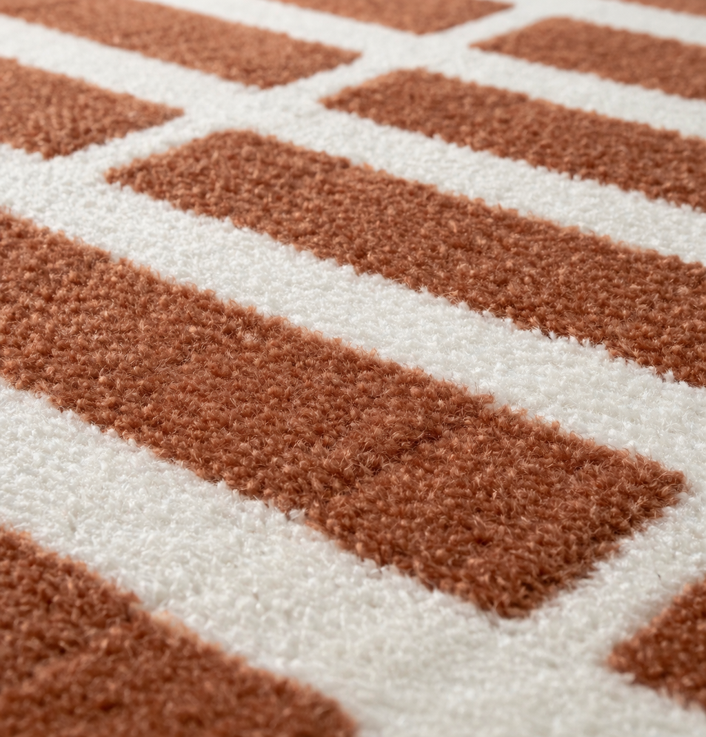 Close-up of a textured surface with brown and white stripes