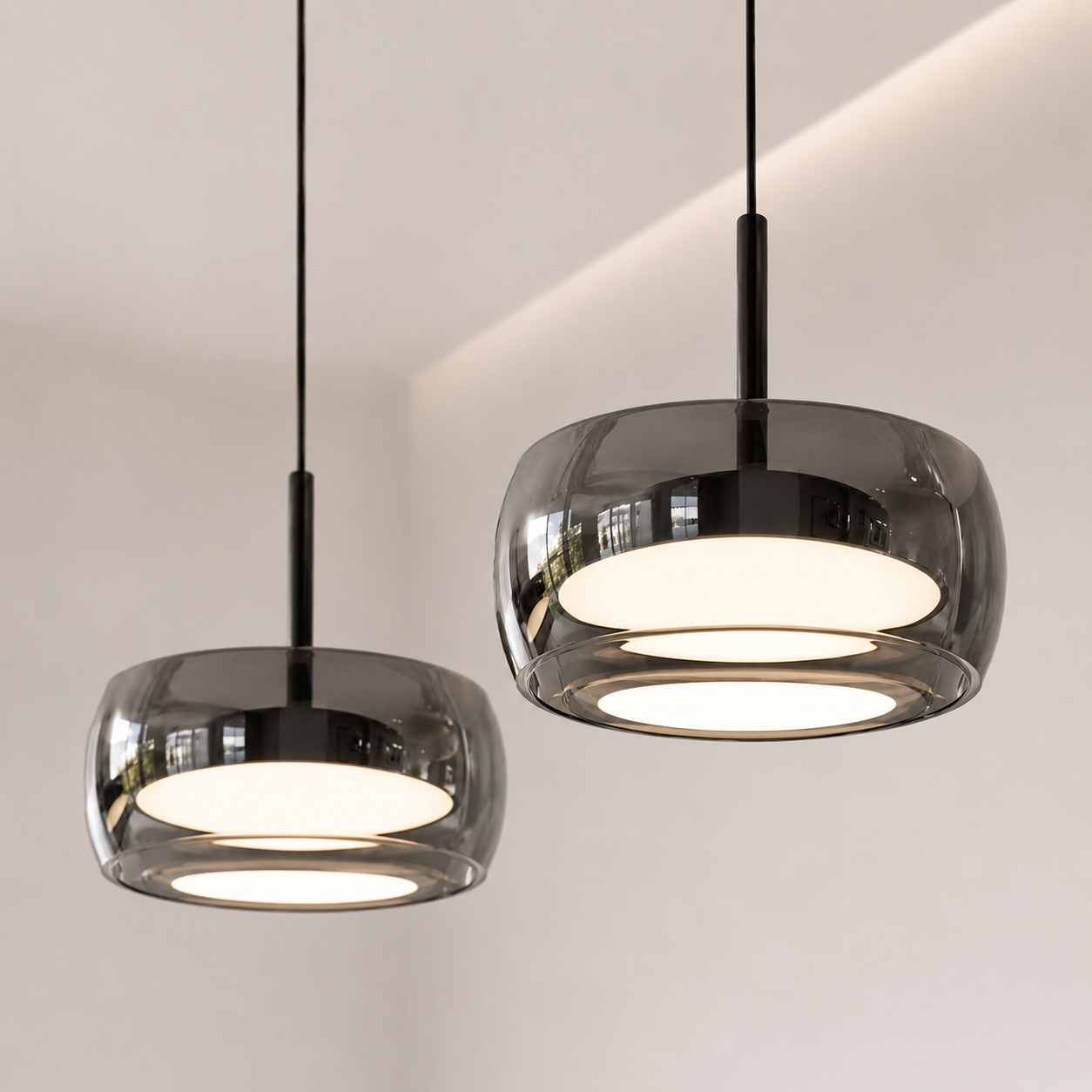 3-Head Smoked Glass Pendant Light – Modern LED Cluster Chandelier for Dining Table & Kitchen Island Foryuni