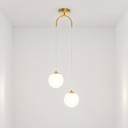 Double Globe Pendant Light – Modern Frosted Glass Ceiling Lamp with Arch Mount Foryuni