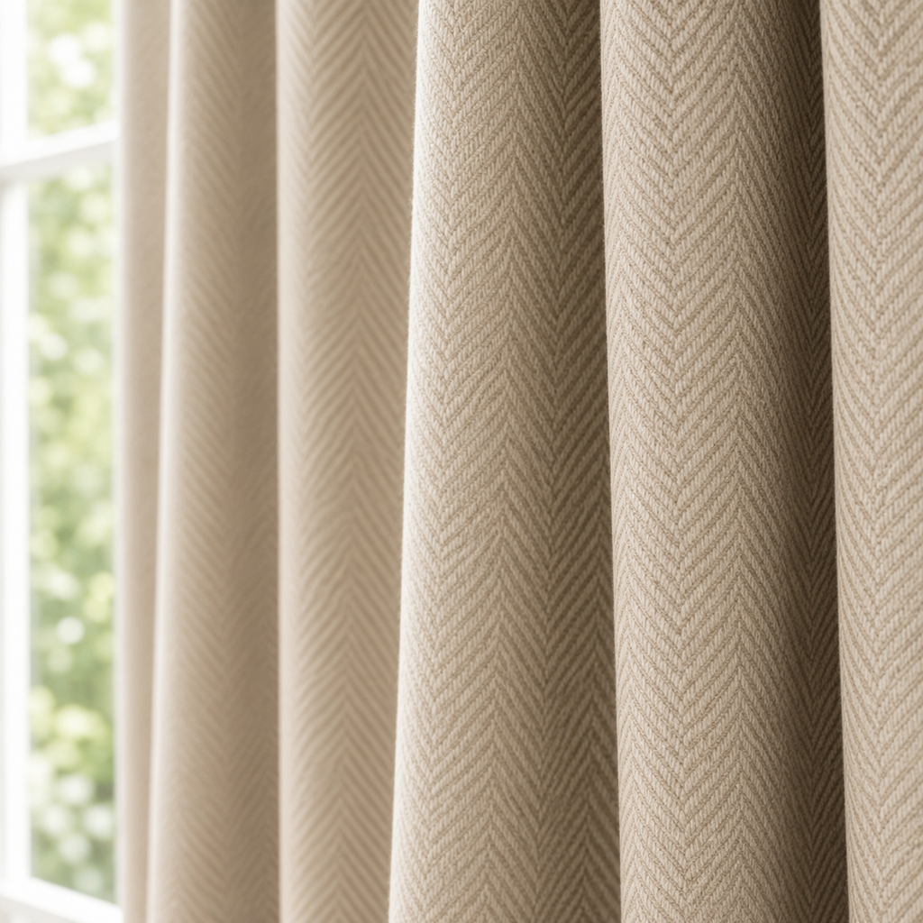 Modern herringbone curtain details Chenille Curtain Panel – Heavyweight Textured Blackout Curtain, Grommet or Rod Pocket Foryuni