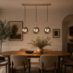 Globe Glass Pendant Light – Modern Smoky Gray Ceiling Hanging Lamp, Single or 3-Head Cluster Foryuni