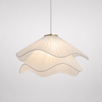 Wavy Fabric Pendant Light – Handmade Nordic Ceiling Lamp with Pleated Shade, E27, 4 Sizes Foryuni
