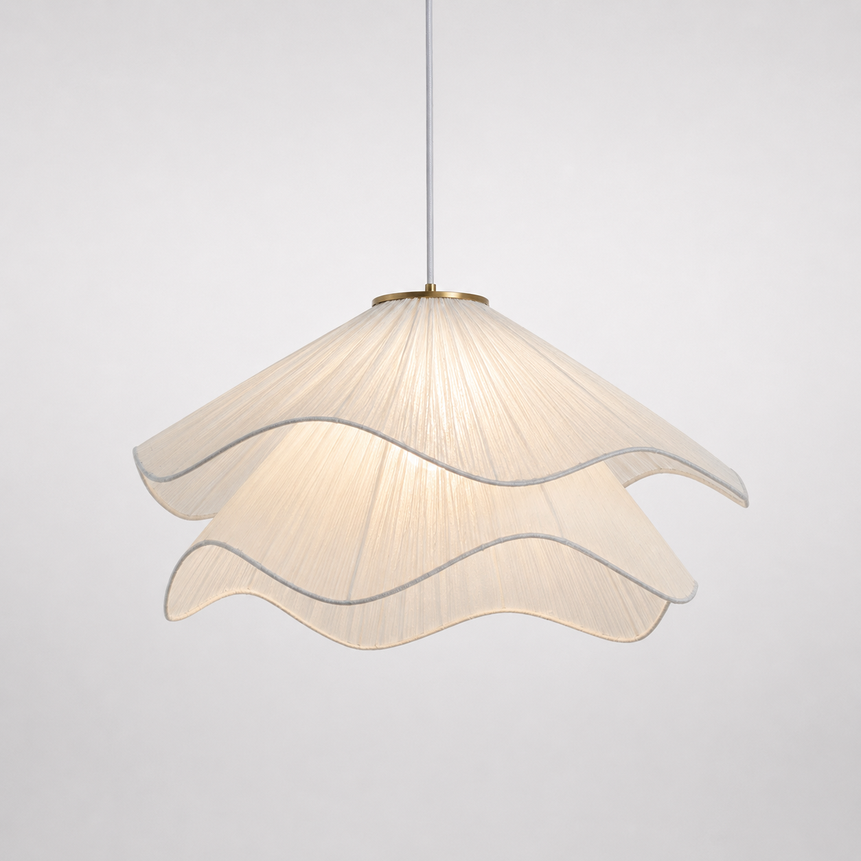 Wavy Fabric Pendant Light – Handmade Nordic Ceiling Lamp with Pleated Shade, E27, 4 Sizes Foryuni