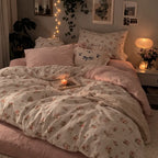 Flower Print Duvet Cover Set – Soft Brushed Microfiber Bedding (4 Piece Set) Foryuni