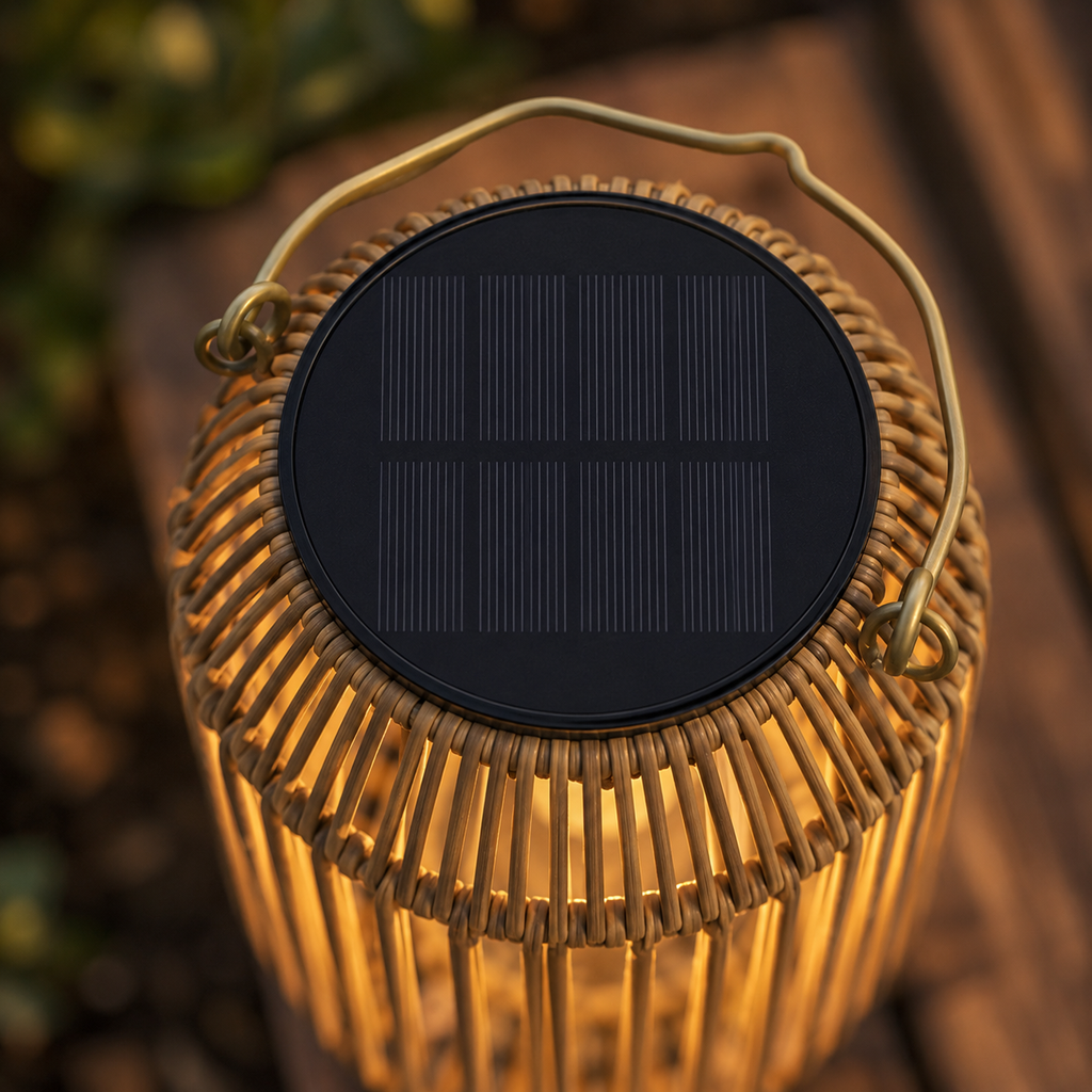 Hanging Solar Rattan Lantern — Woven, Warm White LED, Outdoor Foryuni