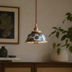 Painted Botanical Ceramic Pendant Light Foryuni
