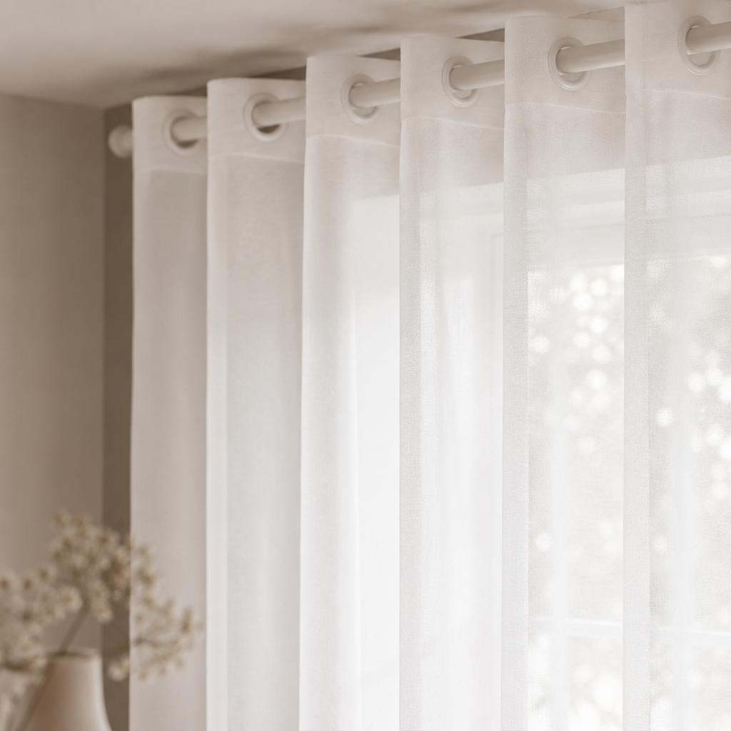 White Sheer Tulle Curtain Panel – Light Filtering Voile, Grommet or Rod Pocket Foryuni