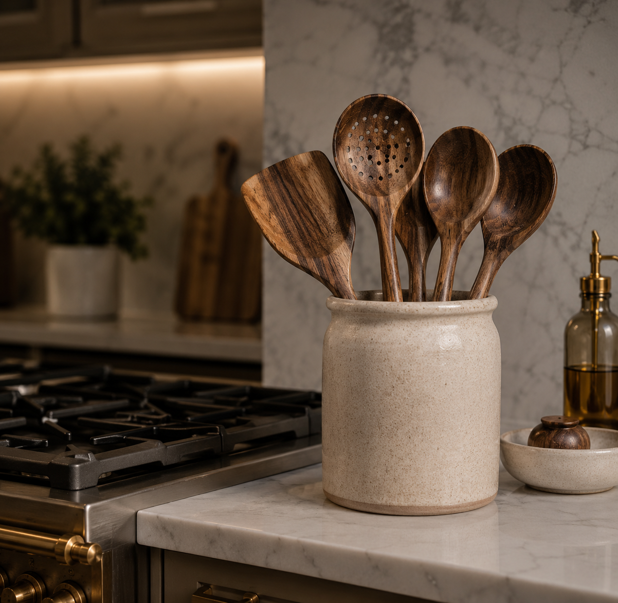 Wood Kitchen Utensil Set – 8-Piece Wooden Cooking Spoon Set Foryuni